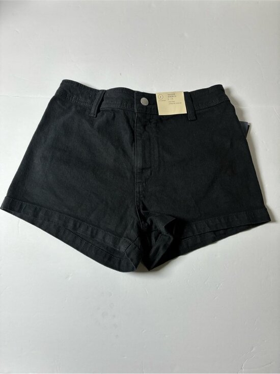 Pants - Black High-Rise Denim Shorts with Back Pockets